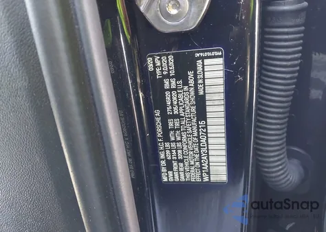 2020 Porsche Cayenne z USA, uszkodzony, nr VIN WP1AA2AY3LDA07215